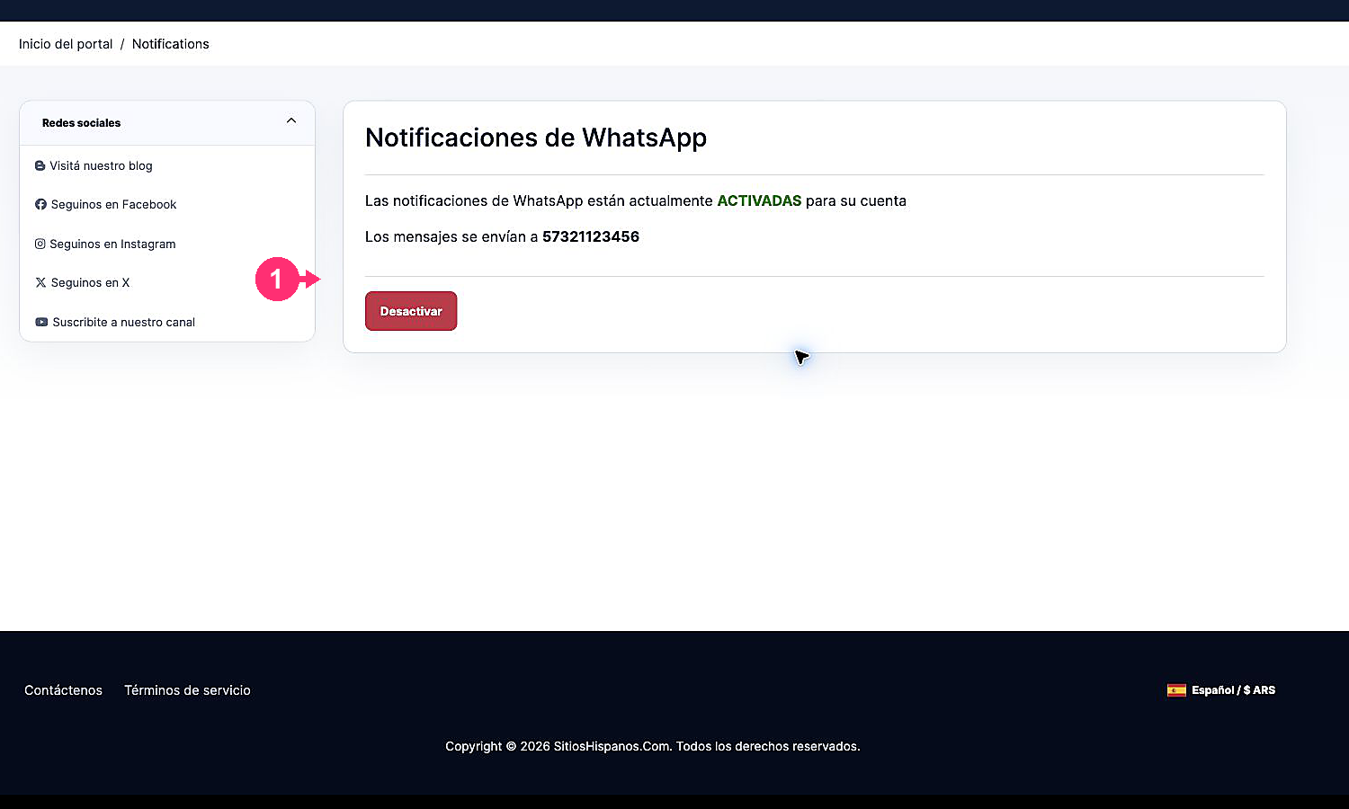 Estado e controle atual das notificações do WhatsApp